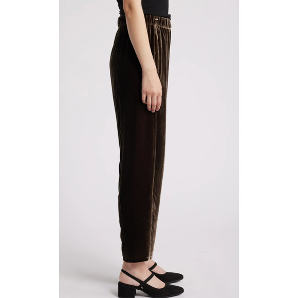 $288 Eileen Fisher Velvet Pull-On Lantern Ankle Pants | Sz M, Wren Brown - Picture 3 of 5